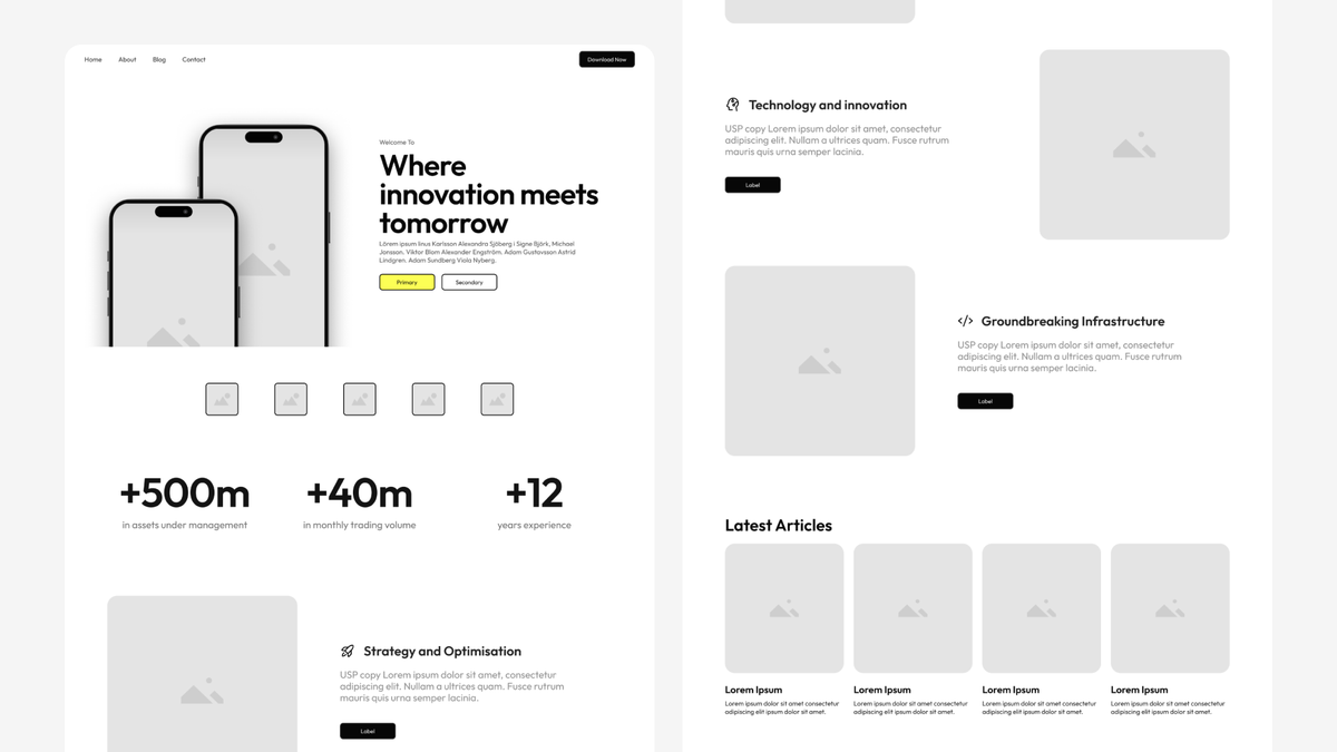 Схема структуры лендинг-страницы с блоками: заголовок, преимущества, отзывы, CTA